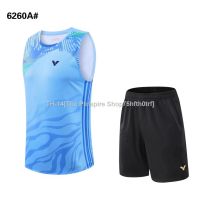 ☬✺◕ Newest Badminton Uniforms Jersey Men Blue Sleeveless Sweatshirt Jerseys Suit Badminton Sportswear Jerseys (6260A)