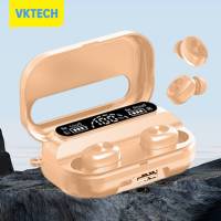 Vktech หูฟังอินเอียร์3000MAh,หูฟังบลูทูธไร้สาย5.3ลดเสียงรบกวนจอแสดงผลแอลอีดีหูฟังสปอร์ตกันน้ำพร้อมสายห้อยสำหรับแขวน