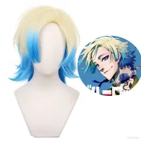 Anime BLUE LOCK ﻿Michael Kaiser Cosplay Wig Beige Gradient Blue Short Hair Halloween Party Cosplay Decor Unisx QC7311446