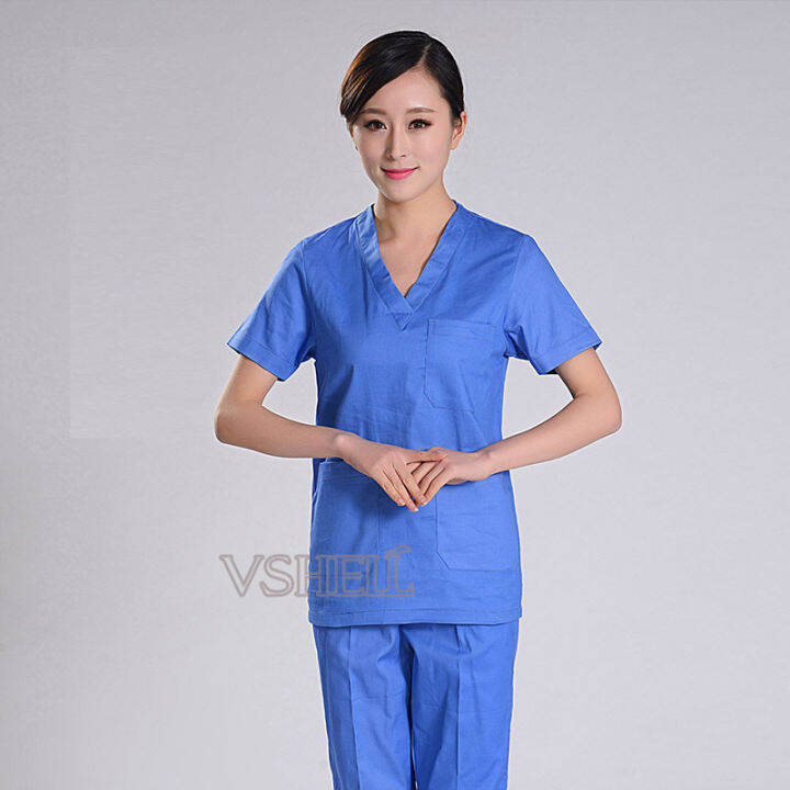 [VSHELL] Free name Scrub Suit Scrub Baju medical suits for women Short ...