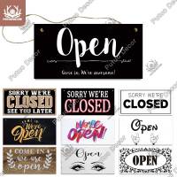 Putuo Decor Open Closed Wooden Hanging Signs Rectangular Opening Proofing Decorative Plaques Shop Store Cafe Bar Pub Wall Decor