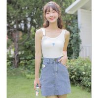 COD 8332#  Large size fat m sweet and spicy style love embroidered small vest womens sleeveless inner thin suspenders