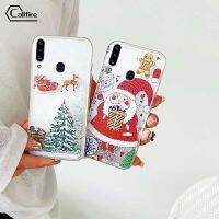 Callfire เคสใส่โทรศัพท์เรียกเข้าสำหรับ Samsung Galaxy A20 A30 M10S A20S A7 2018 A750ลายกวางน่ารักซานตาคลอสรูปแบบต้นคริสต์มาสเคสทรายไหล