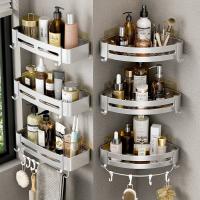 Aluminum Alloy Bathroom Shelf Without Drilling Bathroom Accessories Shampoo Rack Toilet Corner Wall Mounted Shower Shelf