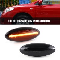 ไฟเครื่องหมายไฟ LED ด้านข้างสีเหลืองอำพันไฟระบุสัญญาณเปิด Repeater รถยนต์ Toyota Yaris โคโรลล่าออริส Mk1 E15 RAV4 Mk3ไดนามิกกะพริบ (10)