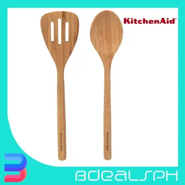 KitchenAid 2pc Bamboo Spatula Set Aqua Blue