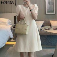 (จัดส่งฟรี)Fancystyle VONDA ชุดผู้หญิง,ชุดกระโปรงแบบสั้นมินิทรงหลวมอเนกประสงค์เที่ยวกลางคืนแขนพองใส่สบาย