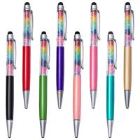 10pcslot Wholesale Gifts Touch Screen rainbow Crystal Pen Glitter Colorful Writing Metal Ballpoint Pens with custom logo