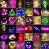 Neon Led Lights Sign Planet Flash Lightning Moon Neon Light Love Cloud Dinosaur Neon Signs for Room Home Decor Party Wall Lamp