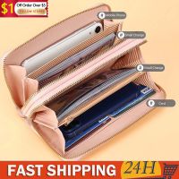 【JH】Women Long Wallets Double Zipper Clutches Women Luxury Purse Card Holder Retro Large Capacity Multifunction Wallets Unisex Bag