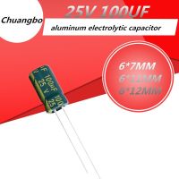 20pcs 25V 100UF 6*7 6*11 6*12MM Higt quality Aluminum electrolytic capacitor 100UF 25V 6*11MM Electrical Circuitry Parts