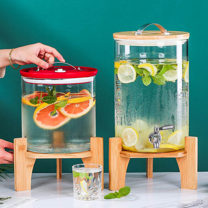 Glass fruit juice jar with tap bottle container household sealed enzyme