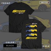 2023NewการออกแบบเดิมHonda Civic Spoon SportsEG EK ESI JDM Japan Car Automotive T Shirt ANYTEEเสื้อยืดพิมพ์ลายรถสีดำเรียบง่ายดูดีS-5XL