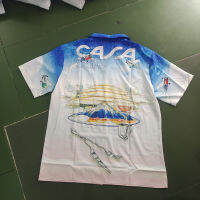 Cafe CASABLANCA สีสันอาหารพิมพ์เสื้อฮาวาย Beach ผู้หญิงคุณภาพสูงวันหยุด Surf แขนสั้น Loose