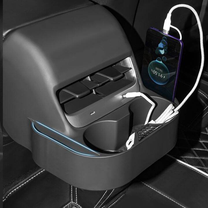 for-tesla-model-3-model-y-2023-accessories-rear-seat-air-vent-car-cup-holder-drink-bottle-organizer-multi-function-holders-new