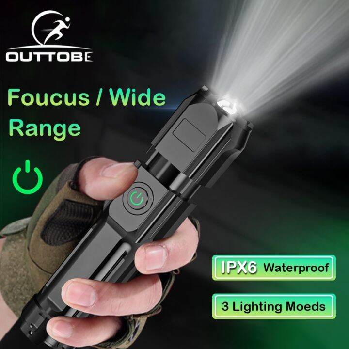 outtobe-powerful-flashlight-bright-led-flashlight-outdoor-focusing-torchlight-portable-home-emergency-lamp-built-in-battery-usb-rechargeable-torchlight-zoom-able-focus-light-t6-penlight-waterproof-tor