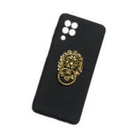 For Samsung Galaxy A22 4G M22 M32 Metal Bronze Lion Head Finger Ring Stand Holder Soft TPU Case Cover