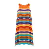 กระโปรงชายหาดสำหรับสุภาพสตรี 2021 new seaside vacation beach dress womens summer sleeveless striped mid-length dress loose and thin vest skirt