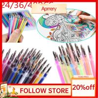 APRRERY 24/36/48PCS เครื่องเขียน การวาดภาพ แปรงสีน้ำ อุปกรณ์วาดภาพ ดินสอเขียนขอบปาก รีฟิล เจลรีฟิล ปากกากลิตเตอร์