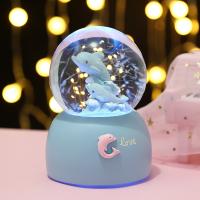 Luminous Dolphin Crystal Ball Music Box Childrens Boys and Girls Birthday Send Girlfriends Students Couples Graduation Gift Ornament toy