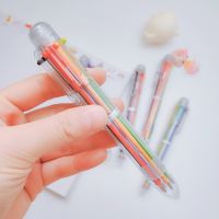 สร้างสรรค์น่ารักสีปากกาลูกลื่นมัลติฟังก์ชั่หกสีในหนึ่งหดปากกาสำนักงานนักเรียนเครื่องเขียน SA1411