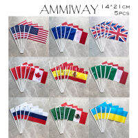 14x21 ซม. 5 pcs American USA ฝรั่งเศสฝรั่งเศสสหราชอาณาจักรมือถือ Stick Flags แคนาดาสเปนอิตาลีรัสเซียเม็กซิโกยูเครนมือธง-yrumrudang