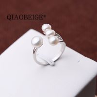 QIAOBEIGE Pearl Ring Mount Blank Jewellery Findings 925 Sterling Silver Zircon For DIY Making Many FOUR Pearls Glued 4-5Mm