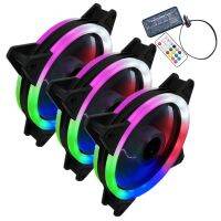 Dual-Pole Computer Case Fan Rgb Mute Brain Electric Fan Wireless Remote Control Set Multi-Control Set