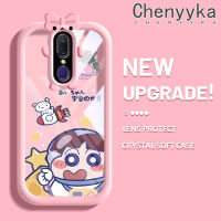 เคส Chenyyyka สำหรับ F11 OPPO เคส A9X A9 2019เคส Sakurada Nene Little Monster Bowknot ปลอกนิ่มกันรอยขีดข่วนเคสโทรศัพท์โปร่งใสฝาครอบป้องกันเลนส์กล้องถ่ายรูป TPU ซิลิกาเจล