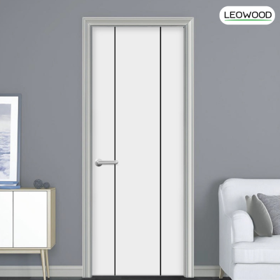 ประตูไม้เมลามีนบานเรียบ สี Pearl White ขนาด 3.5x80x200 ซม.LEOWOOD
