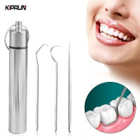 KIPRUN 3PCS Toothpick Pocket Set  Reusable Stainless Steel Tooth Cleaning Tools with Holder Case Waterproof Portable Tooth Picker for Outdoor Travel P