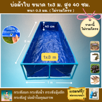 บ่อผ้าใบสำเร็จรูป Super PE ขนาด 1x3 ม. สูง 40 ซม. ผ้าหนา 0.3 มม. ตอกตาไก่ ใช้วัสดุเกรด A ( ไม่รวมโครง ) แถมฟรีท่อระบายน้ำ