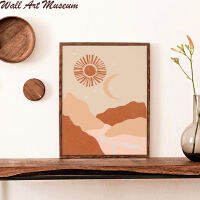 Maan En Zon Landschap โปสเตอร์ผ้าใบแบบแอบสแตรกต์รูปรูปลอกโบโฮศิลปะ Gebrande Oranje Foto Voor Slaapkamer Decoratie 1ชิ้นภายในกรอบหรือไร้กรอบ (การปรับแต่งรวมผ้าใบวาดภาพและกรอบ)