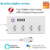 Brazil Power Strip ZigBee Wifi Tuya Smart Plug Power Strip Extension Cord Surge Protector Smart Home Socket Work with Alexa Ratchets Sockets