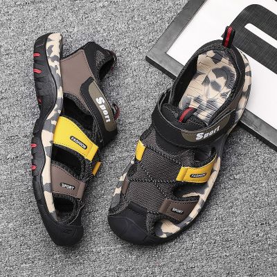 Roman Casual Mens Sandals Genuine Leather for Beach