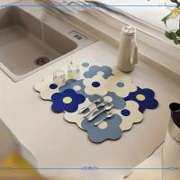 【CC】✢  Dry Dish Drying Rubber Tableware Draining Rug Dinnerware Placemat Super Absorbent Drain