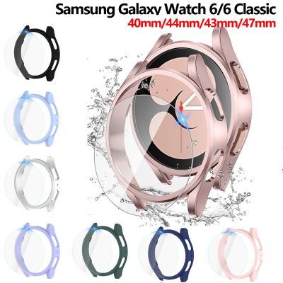 Glass Case for Samsung Galaxy Watch 6 40mm 44mmPC Matte Cover Protective Bumper Shell for Galaxy Watch 6 Classic 43mm 47mm