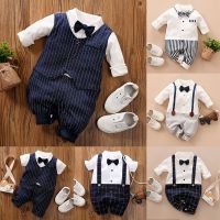 ETXNewborn Baby Boy Girl Romper 2023 New Fall Long Sleeves Bowtie Style Kids Clothes Little Gentleman Suit Penguin Infant Jumpsuits