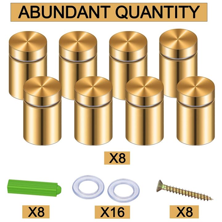 8-pack-standoff-screws-3-4-x-6-5-inch-gold-sign-standoffs-hanging-acrylic-picture-frame-advertising-screws-kit