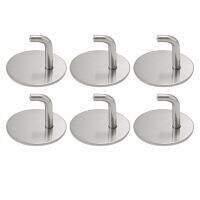 6Pc Self-Adhesive Towel Hooks Without Drilling Stainless Steel Wall Hooks Towel Holder Door Hooks for Home, Kitchen