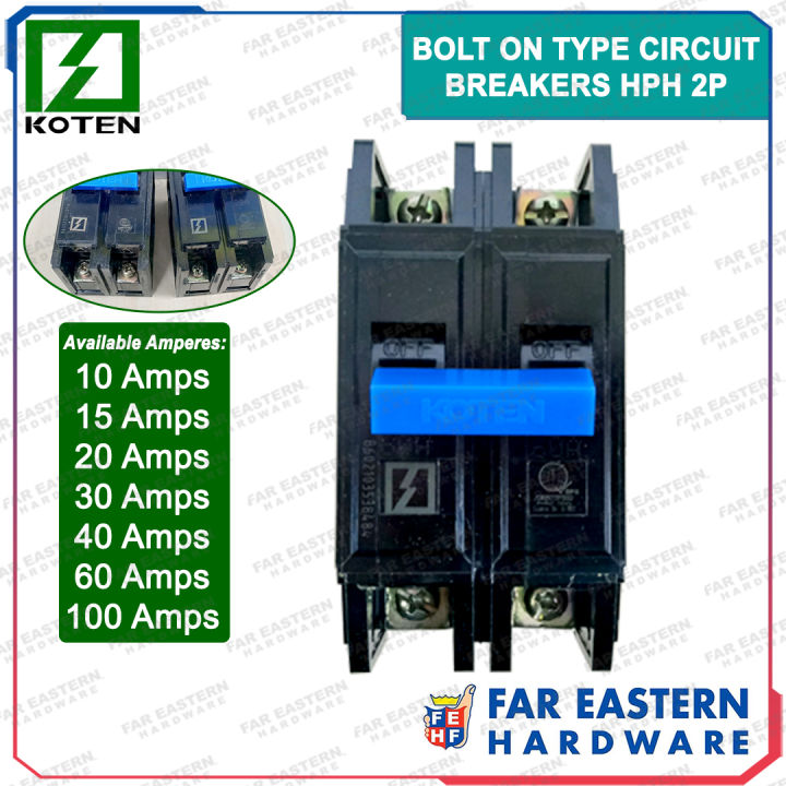 KOTEN Bolt On Type Electrical Safety Circuit Breaker HPH 2P 15A 20A 30A ...