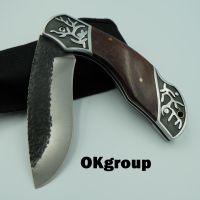 OKgroup NB016 Folding knife camping 5CR13MOV มีดพับพกพา มีดเดินป่า มีดสวยงาม มีดแคมป์ปิ้ง มีดพกเดินป่า ลายดามัสกัส ยาว 21.00ซม.