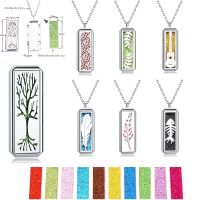 New Aromatherapy Necklaces open rectangle lockets Pendant Necklace Diffuser with 10 pads