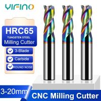 YIFINO HRC65 3-Flute เคลือบที่มีสีสันทังสเตนเหล็กคาร์ไบด์อลูมิเนียมหยาบกัดตัด CNC เครื่องมือเครื่องจักรกล