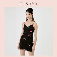 [DISAYA] - Polkadot Mesh Top With Tiny Ribbon Detail เสื้อเบลาส์แขนกุด Polkadot ดีเทลRibbon