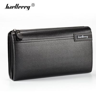 （Layor wallet）กระเป๋าผู้ชาย Baellerry 39; S,กระเป๋าคลัทช์ใส่สตางค์มีซิปความจุขนาดใหญ่แท้ผู้ชายกระเป๋ากระเป๋าเก็บบัตรคุณภาพกระเป๋าหนังแบบยาว