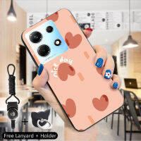 เคส PMP สำหรับ Infinix Note 30 Note 30 5G 30 Pro 30 VIP (แหวนใส่นิ้ว + สายคล้อง) เคสโทรศัพท์ดีไซน์ลายสตรอเบอร์รี่เป็นวงกลมที่สวยงามเคสโทรศัพท์ป้องกัน TPU ซิลิโคนกันกระแทกฝาหลัง