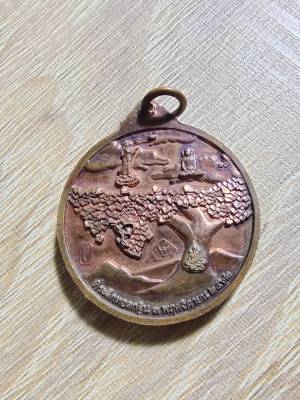 เหรียญพระพุทธลีลา ศากยมนี ศรีขรราช รุ่นถวายพระประธานและพระอุโบสถ วัดหัวเวียง (เชียงของ)