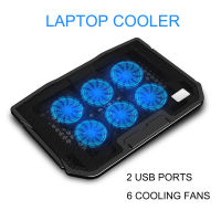 พัดลมโน๊ตบุค 6 ใบพัด Laptop Size: 13-16 Laptop Stand Gaming RGB Laptop Cooler Notebook Cooling Pad Super mute 6 LED Fans Powerful Air Flow Portable Adjustable Laptop Stand