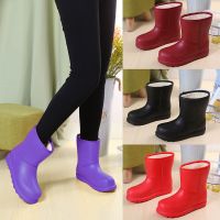 Plush Snow Boots Anti Slip Warm Waterproof Rain Boots Child-parent Boots EVA Integrated Shoes Kitchen Laundry Work Shoes